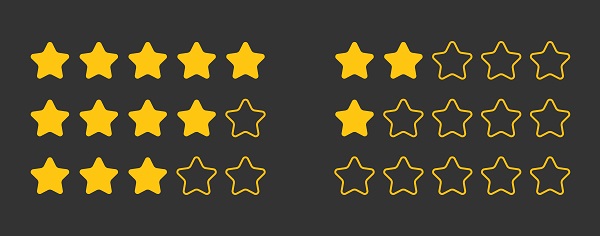 Gold Stars Five Star Rating Set From 0 to 5